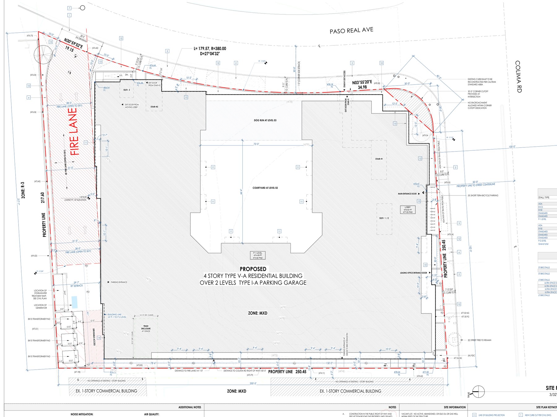 Colima Apartments site plan, Sheet A100